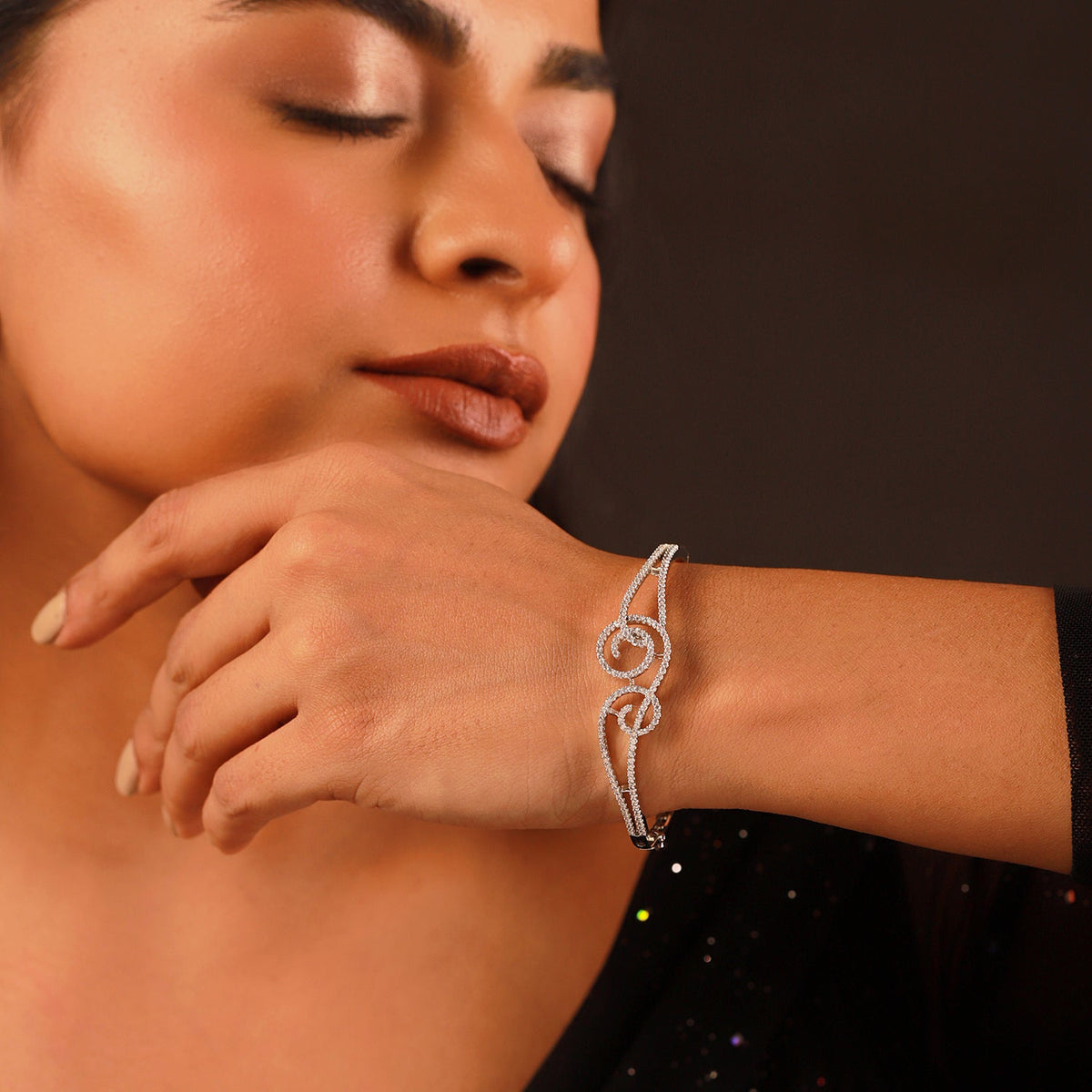 Sparkling Elegance Serene Swirl American Diamond Bracelet