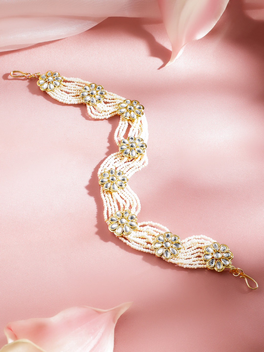 Pearl Kundan Floral Hair Accessory
