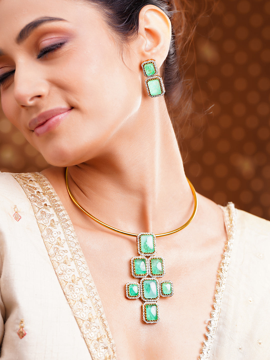 Mint Green Statement Luxe Collar Necklace Set