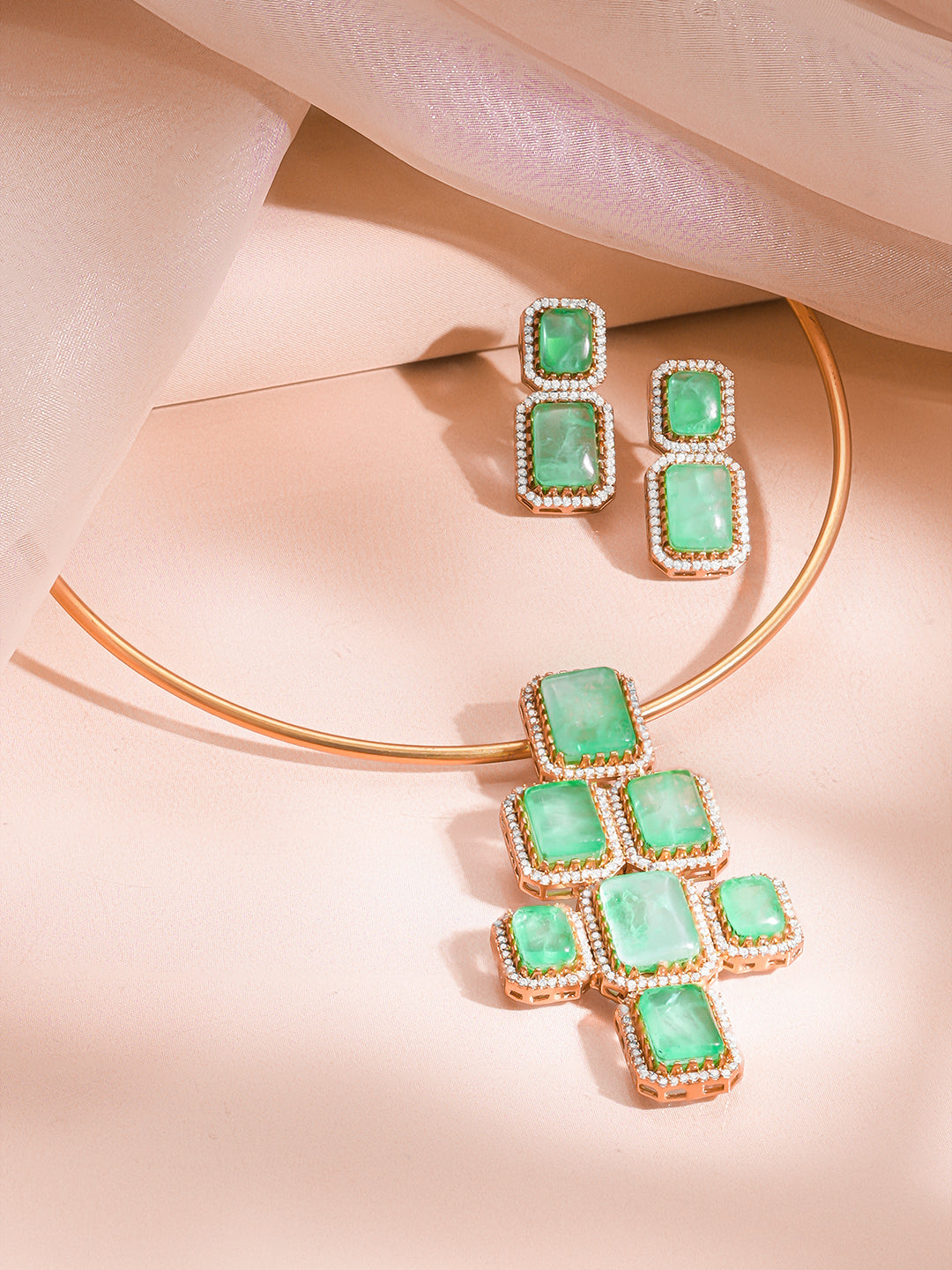 Mint Green Statement Luxe Collar Necklace Set