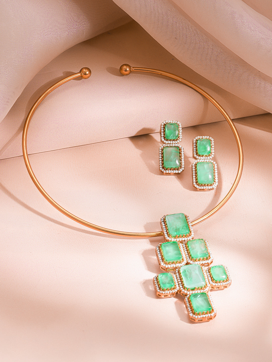 Mint Green Statement Luxe Collar Necklace Set