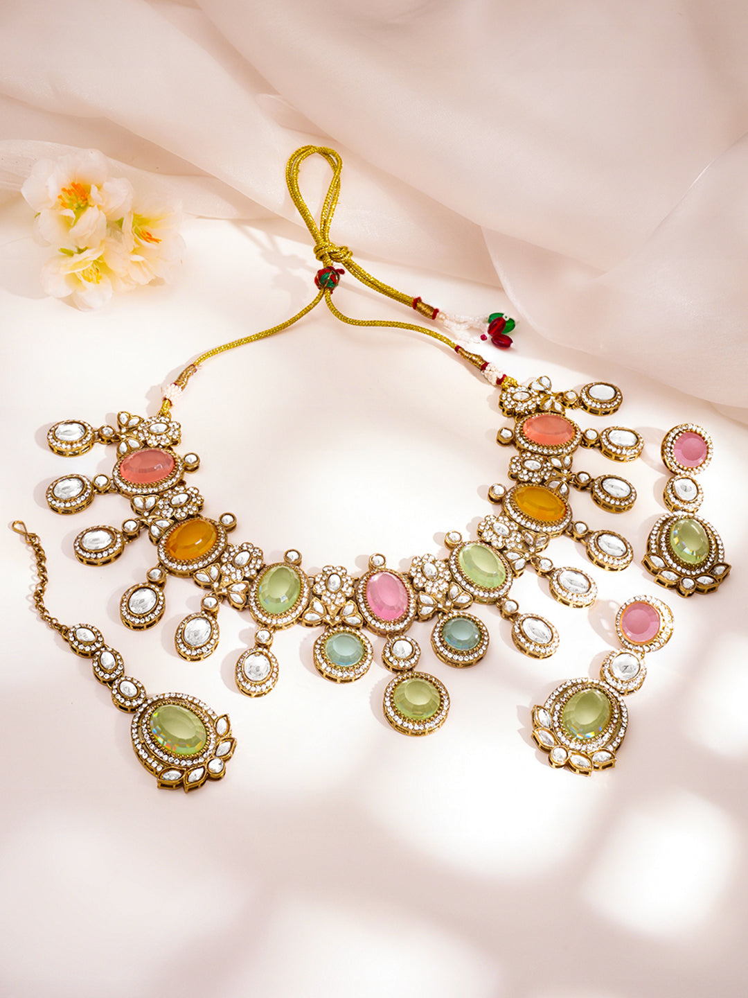 Regal Multicolor Kundan Statement Necklace Set