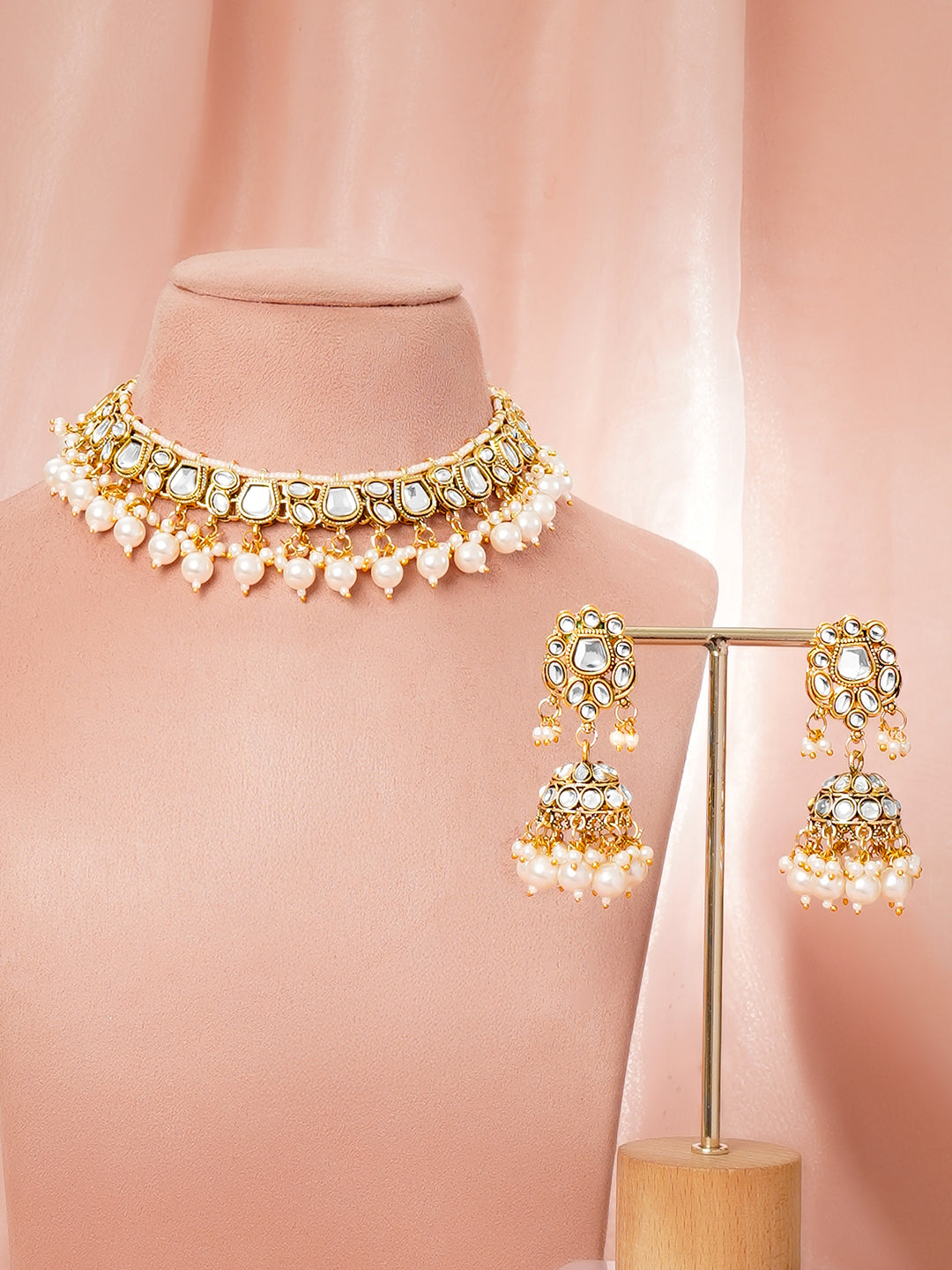 Pearl Drape Kundan Necklace Set