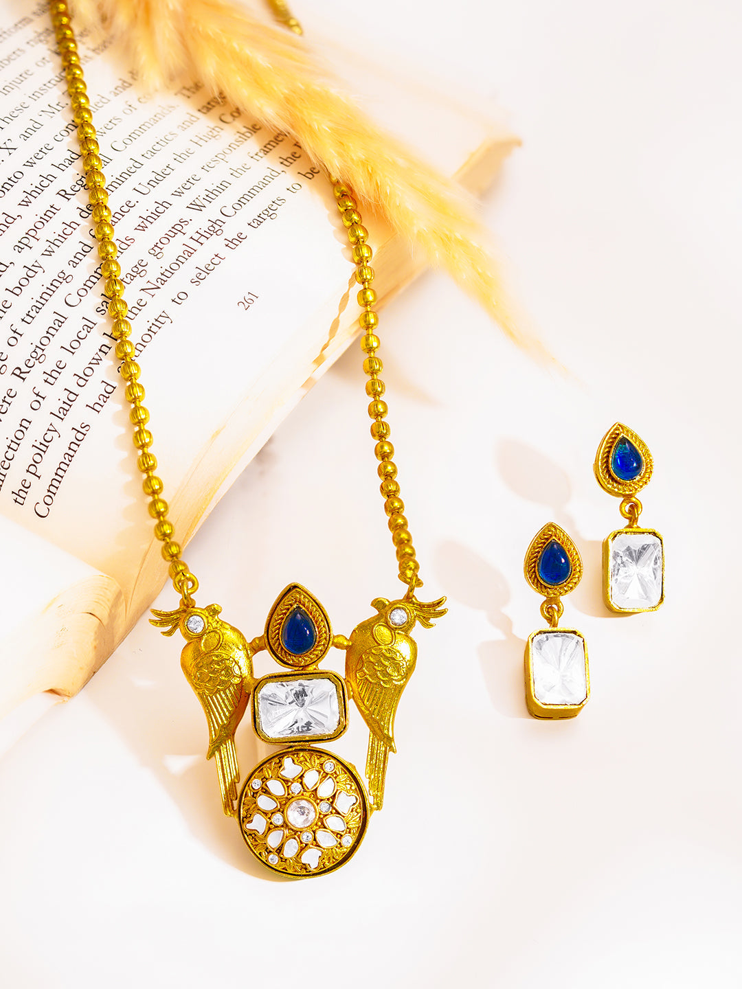 Antique Gold Bird Motif Pendant Set