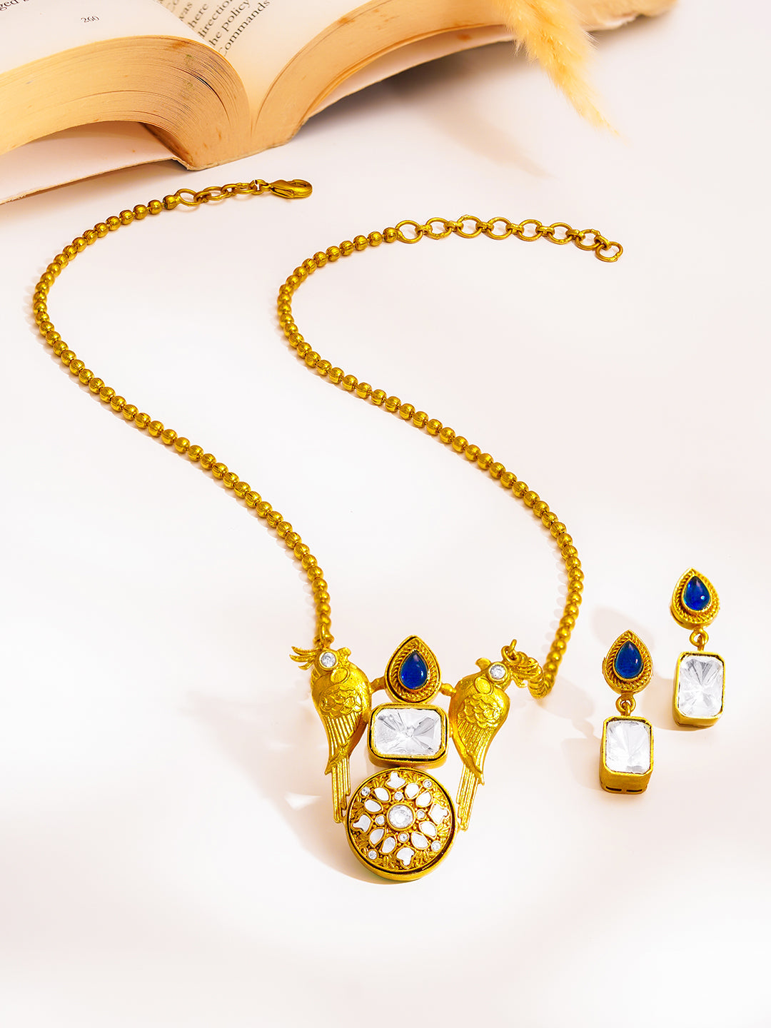 Antique Gold Bird Motif Pendant Set