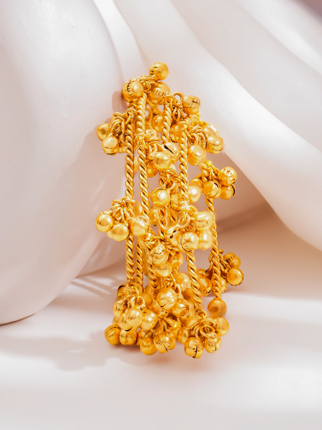 Gold Ghungroo Cluster Statement Bangles Set