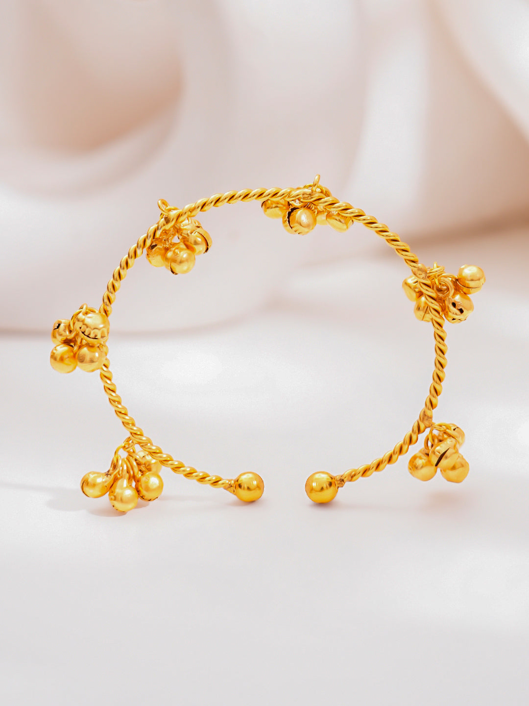 Gold Ghungroo Cluster Statement Bangles Set
