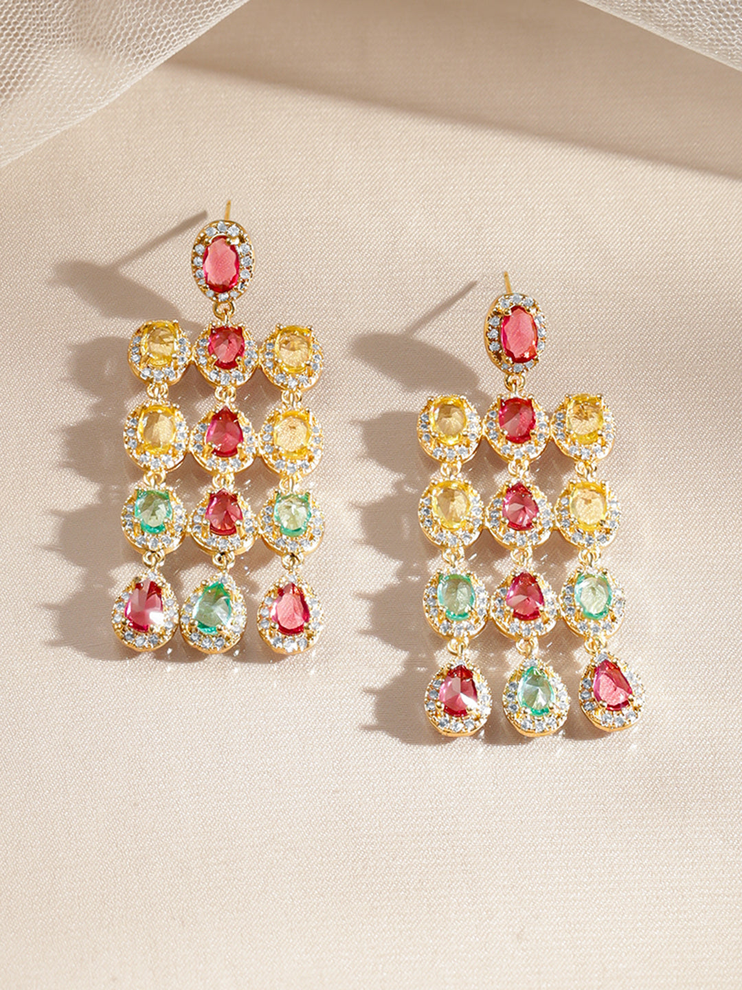 Multicolor Gemstone Cascade Dangler Earrings