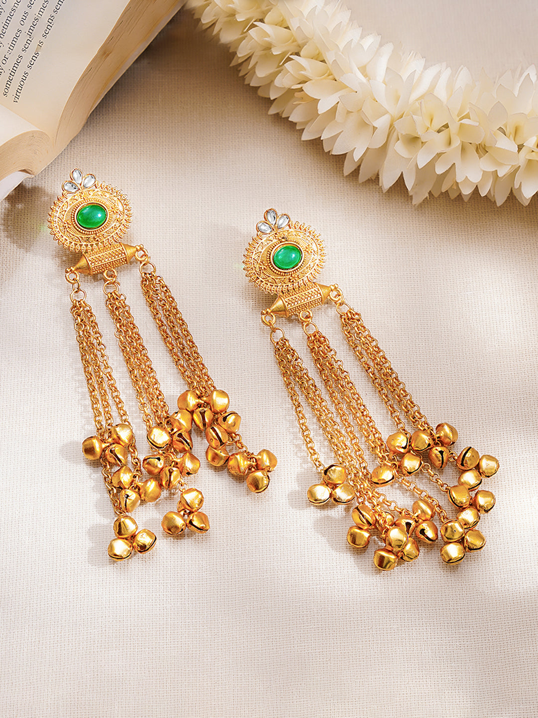 Gold Plated Ghungroo Beaded Dangler Earrings