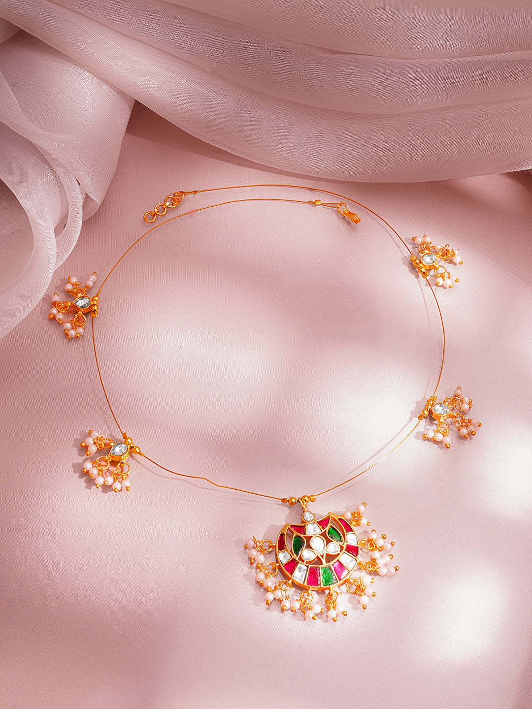 Gold Kundan Meenakari Pendant Necklace