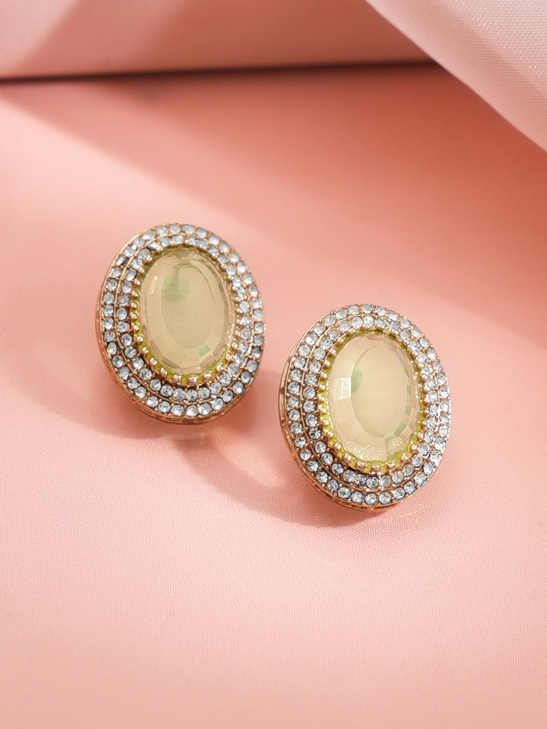 Champagne Glow Halo Stud Earrings