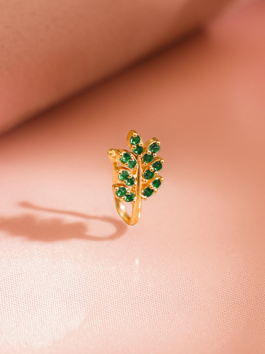 Leafy Floral Zirconia Studded Nose Pins