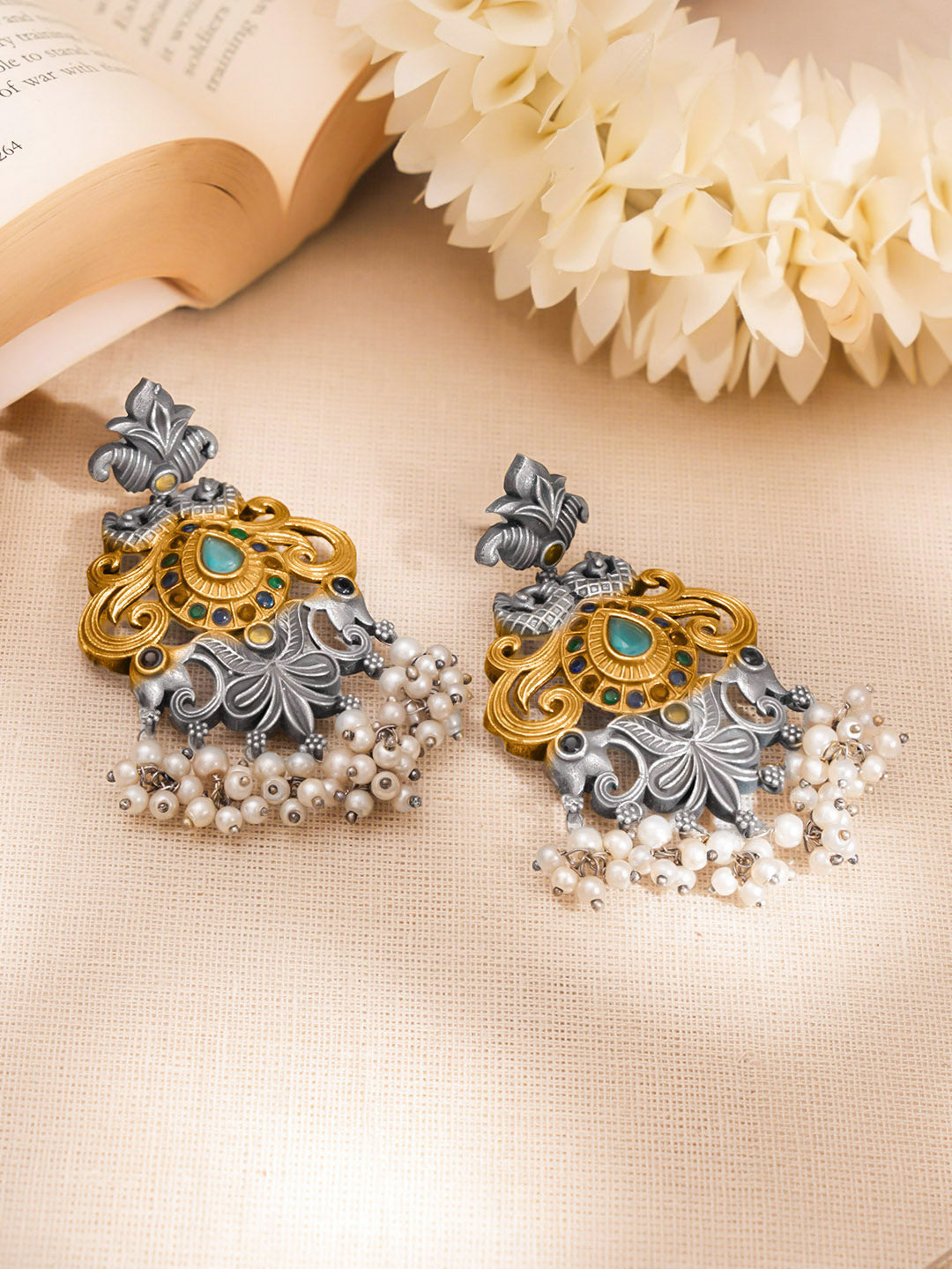 Oxidised Statement Festive Drop Earrings