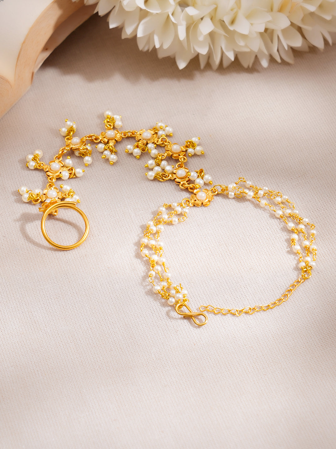 Golden Jasmine Haathphool Bracelet