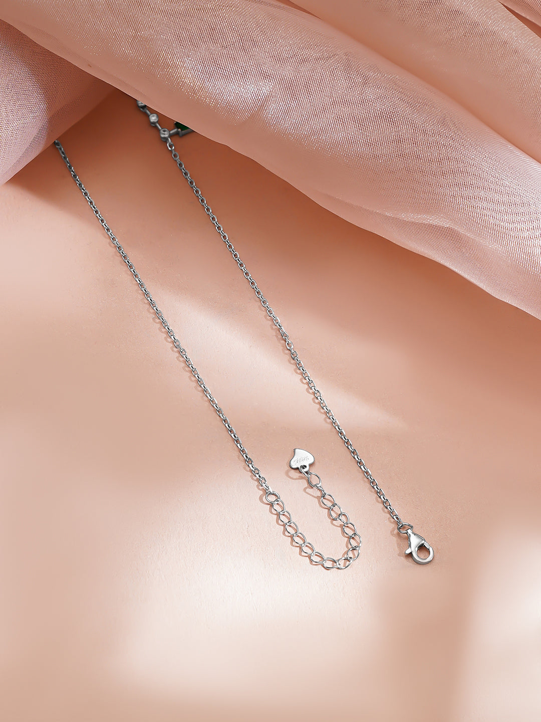 925 Fine Silver Rhodium Plated Emerald Necklace