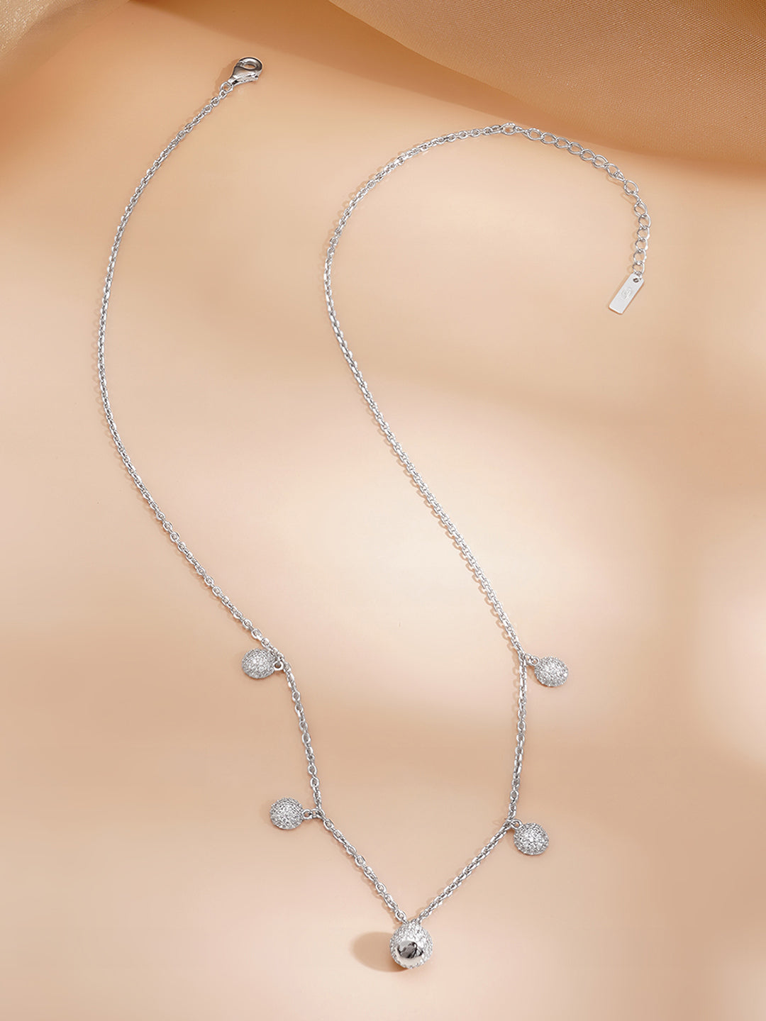 925 Fine Silver Rhodium Plated American Diamon Zirconia Necklace
