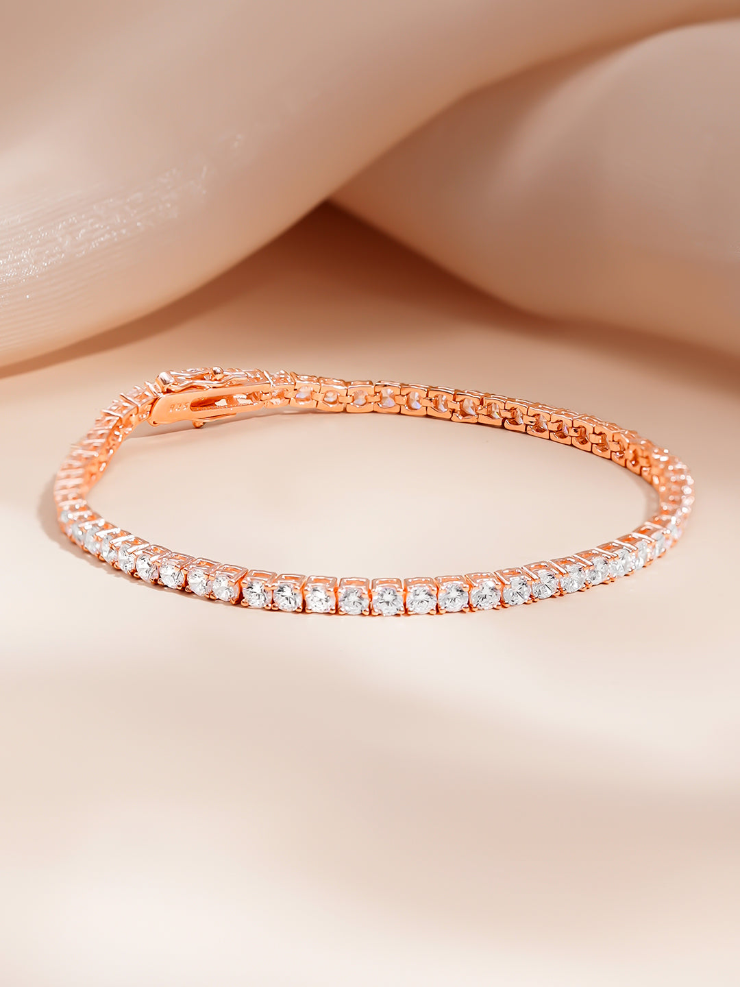 925 Fine Silver Rose Gold Plated Cubic Zirconia Tennis Bracelet