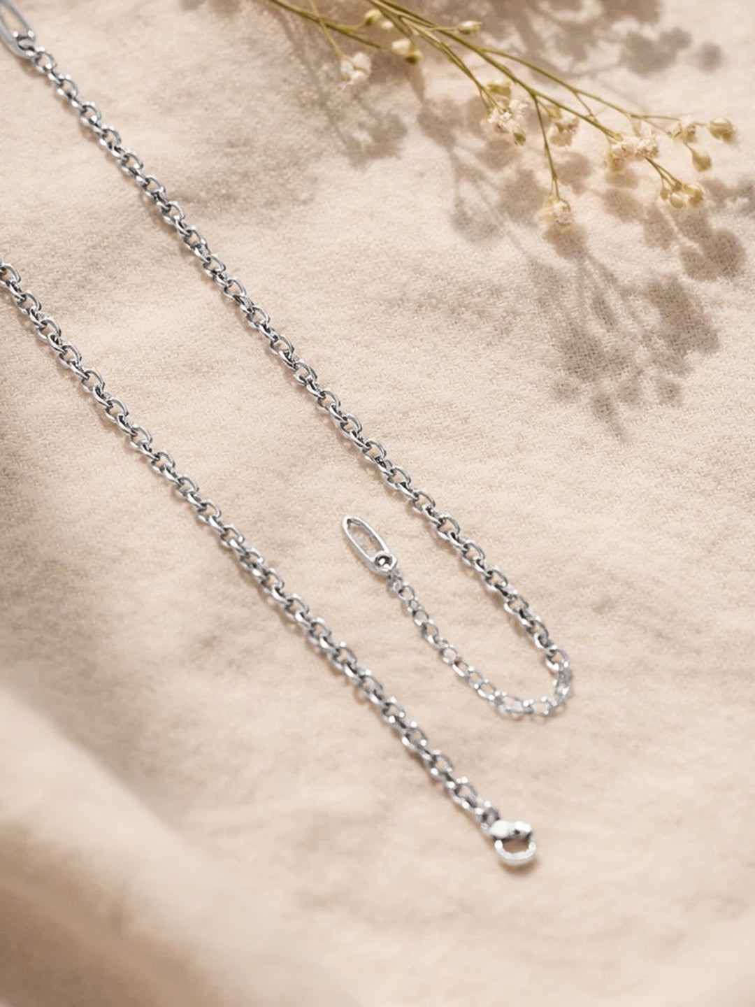 Demi Fine Rhodium Plated Stainless steel Paperclip Curb Chain Heart Pendant Necklace