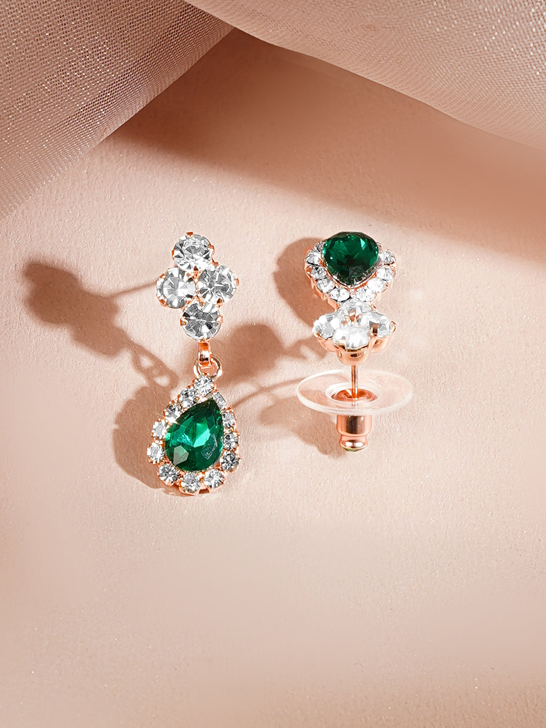 Rose Gold-Plated Emerald Green Crystal Choker Necklace Set