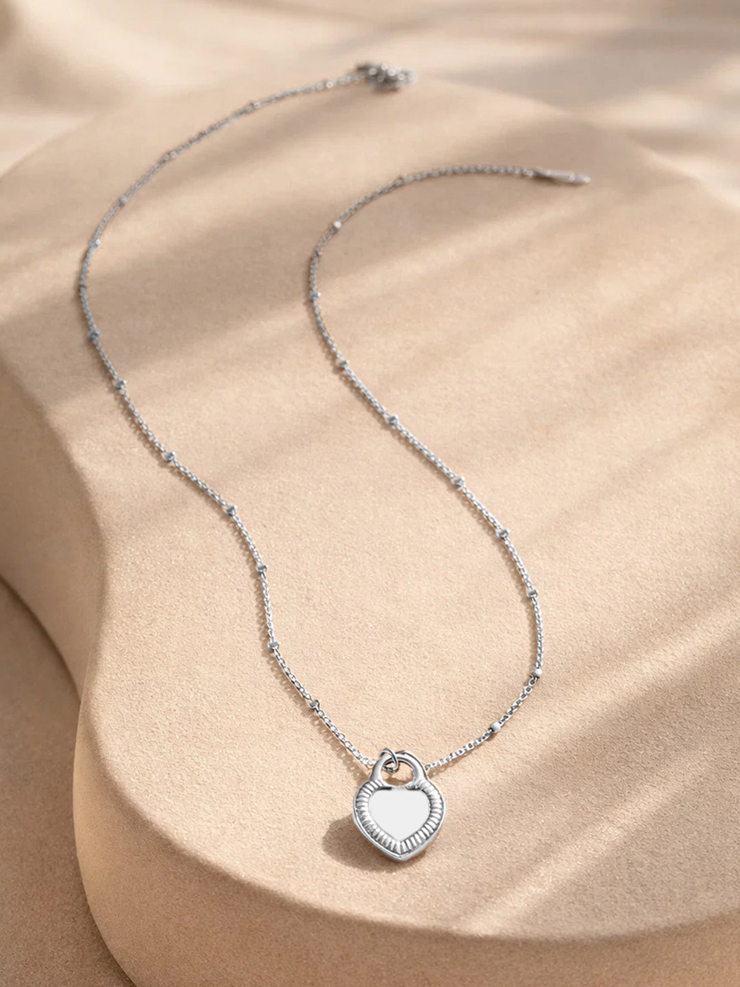 Demi Fine Rhodium Plated Stainless steel Reversible Heart Pendant Chain Necklace