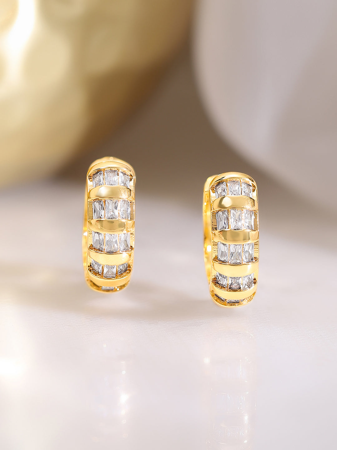 Gold Plated Crystal Hoop Earrings