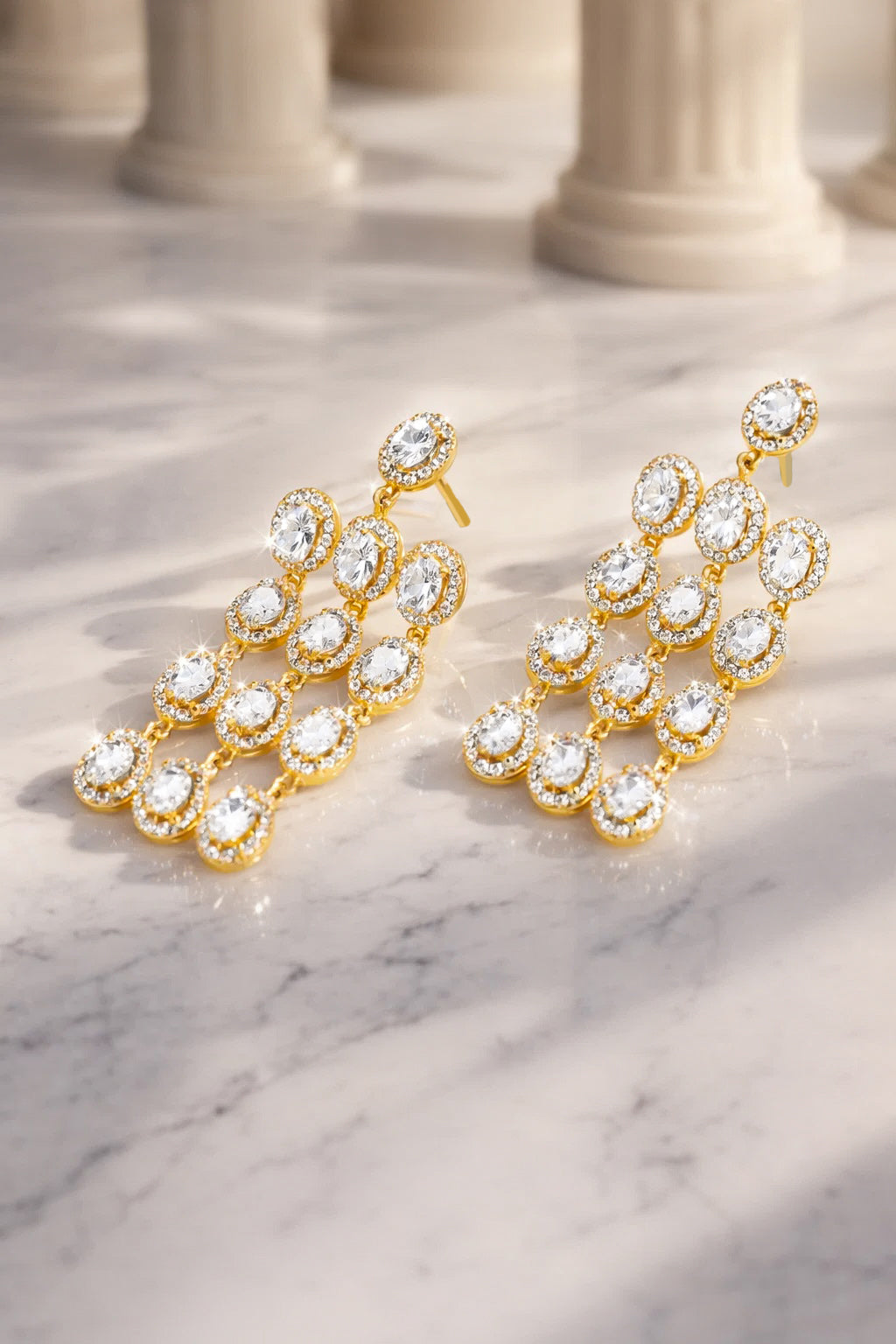 Golden Rush Crystal Chandelier Earrings