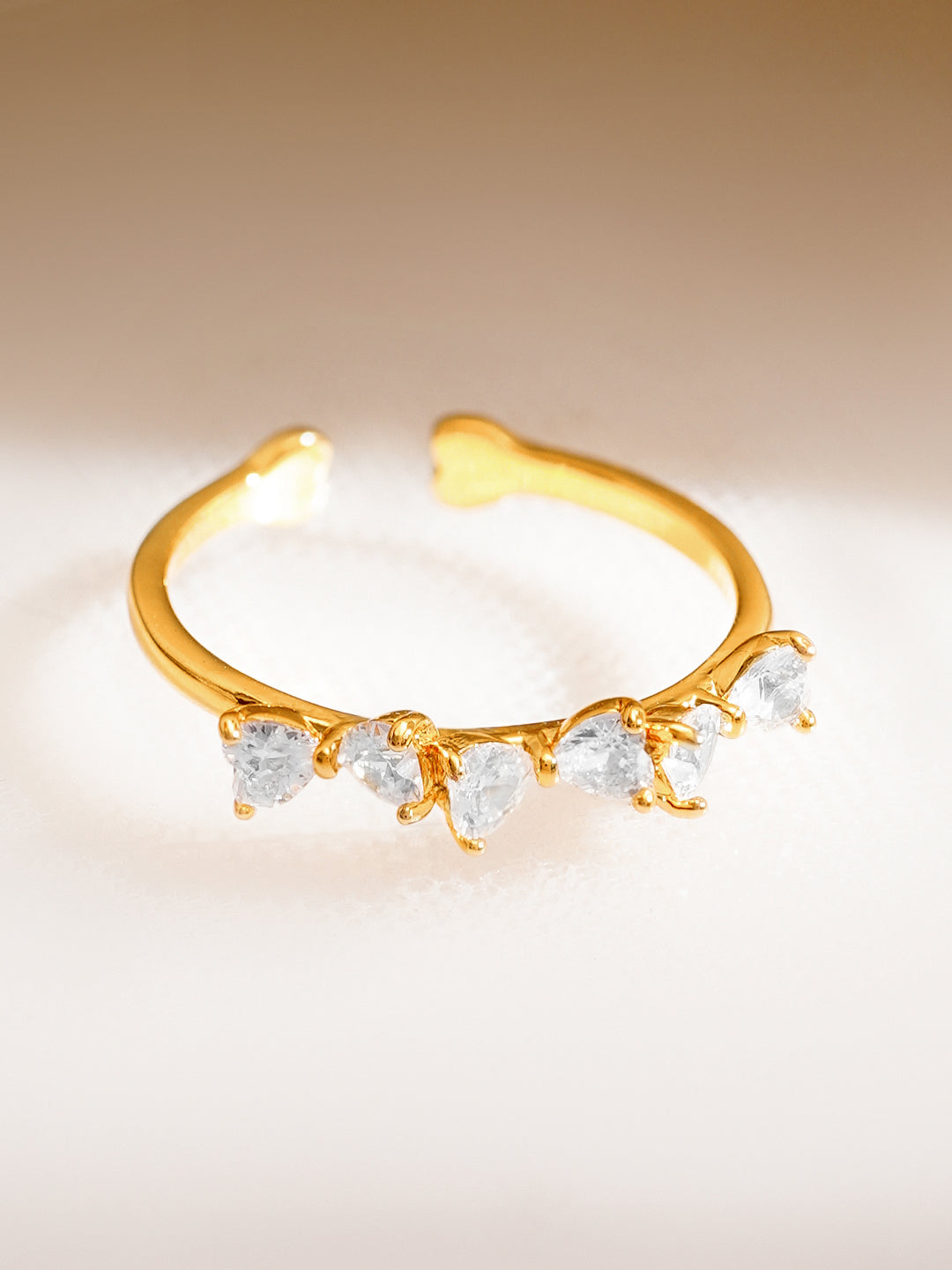 925 Fine Silver Gold Plated American Diamond Zirconia Ring