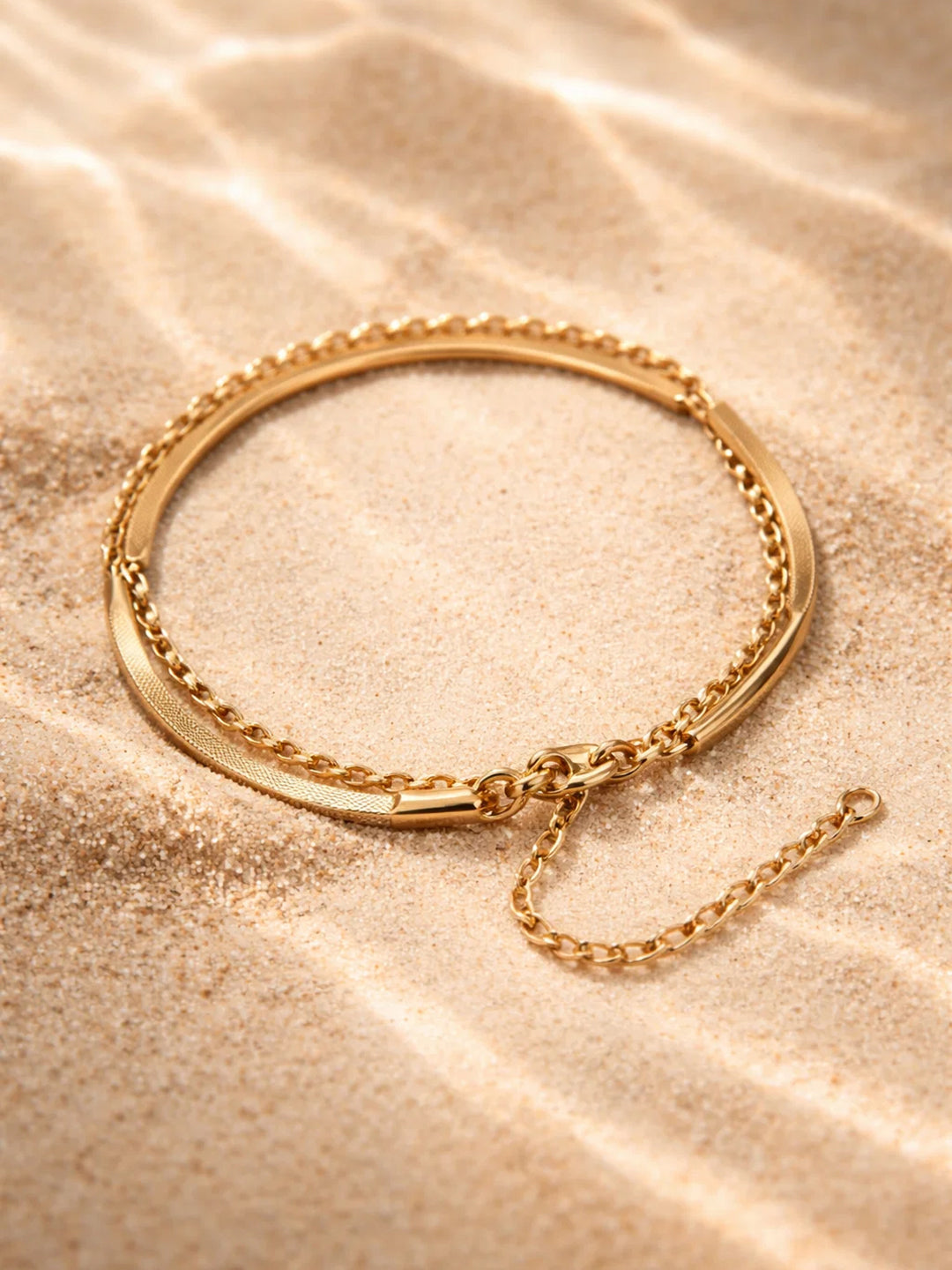 Demi Fine 18K Gold Plated Stainless steel Dual Chain Layered Anklet