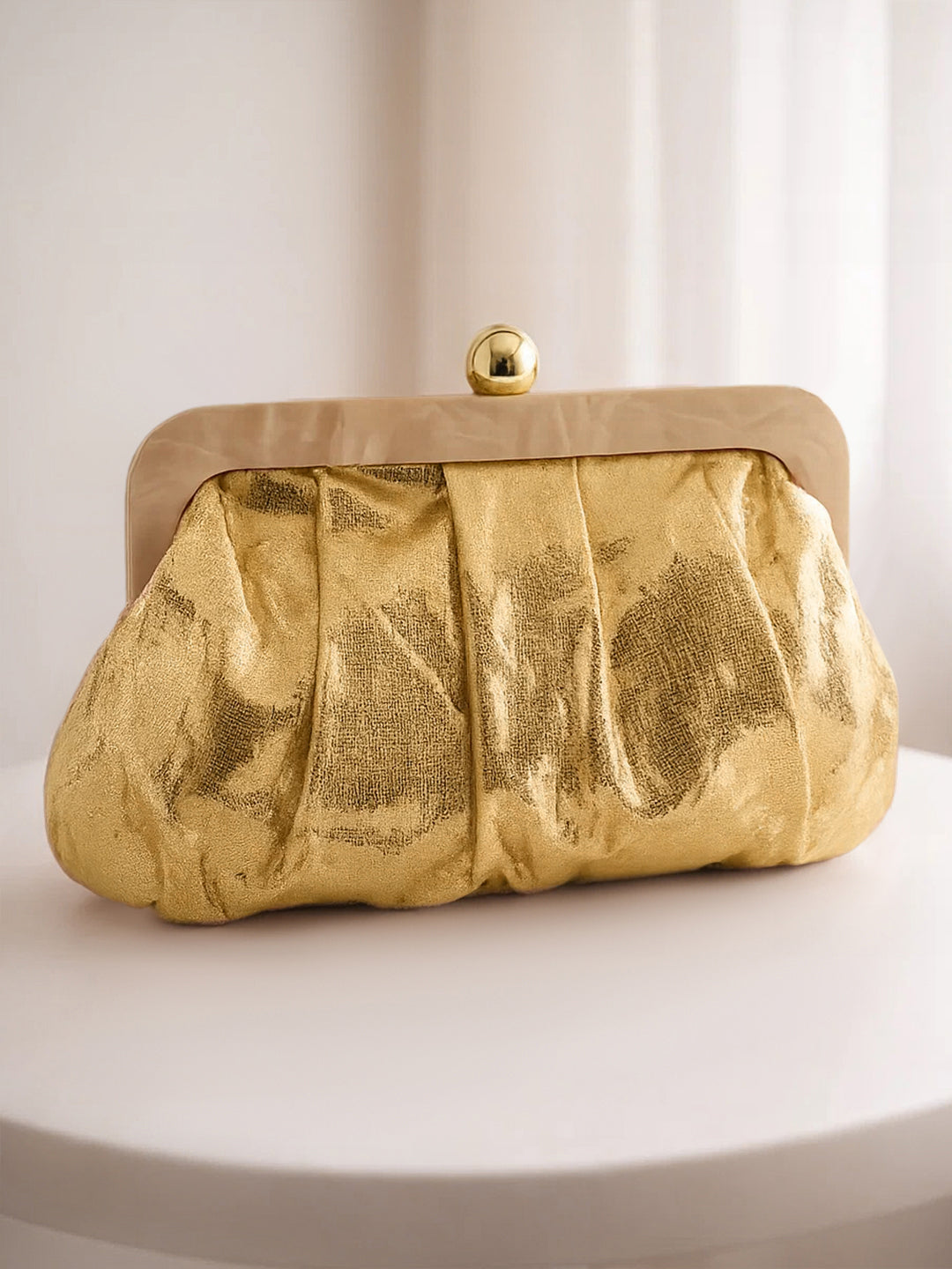 Luxe Gold Sequin Draped Clutch Bag