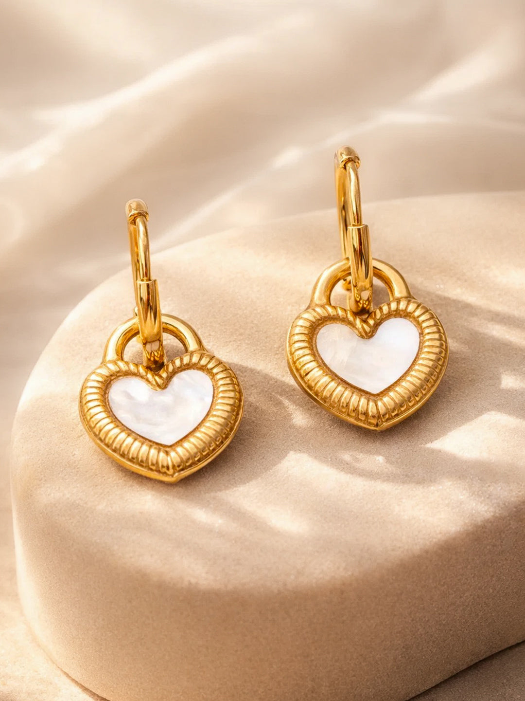 Demi Fine 18K Gold Plated Stainless steel Reversible Heart Drop Hoops