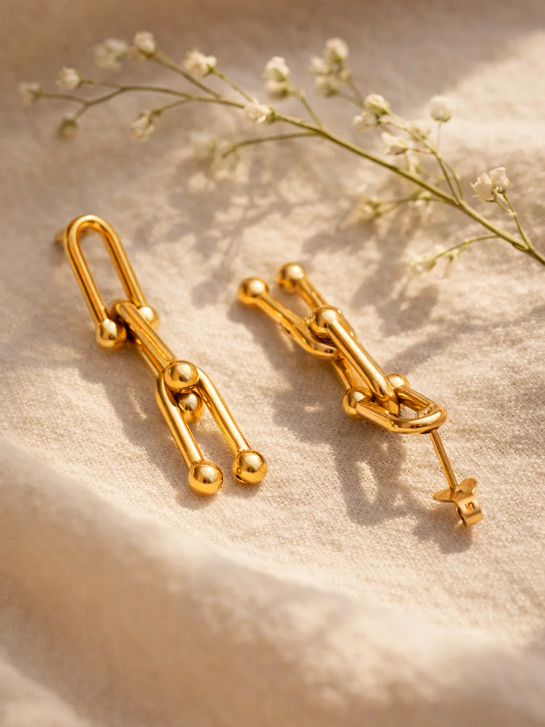 Demi Fine 18K Gold Plated Stainless steel Geometric Link Chain Drop Earrings