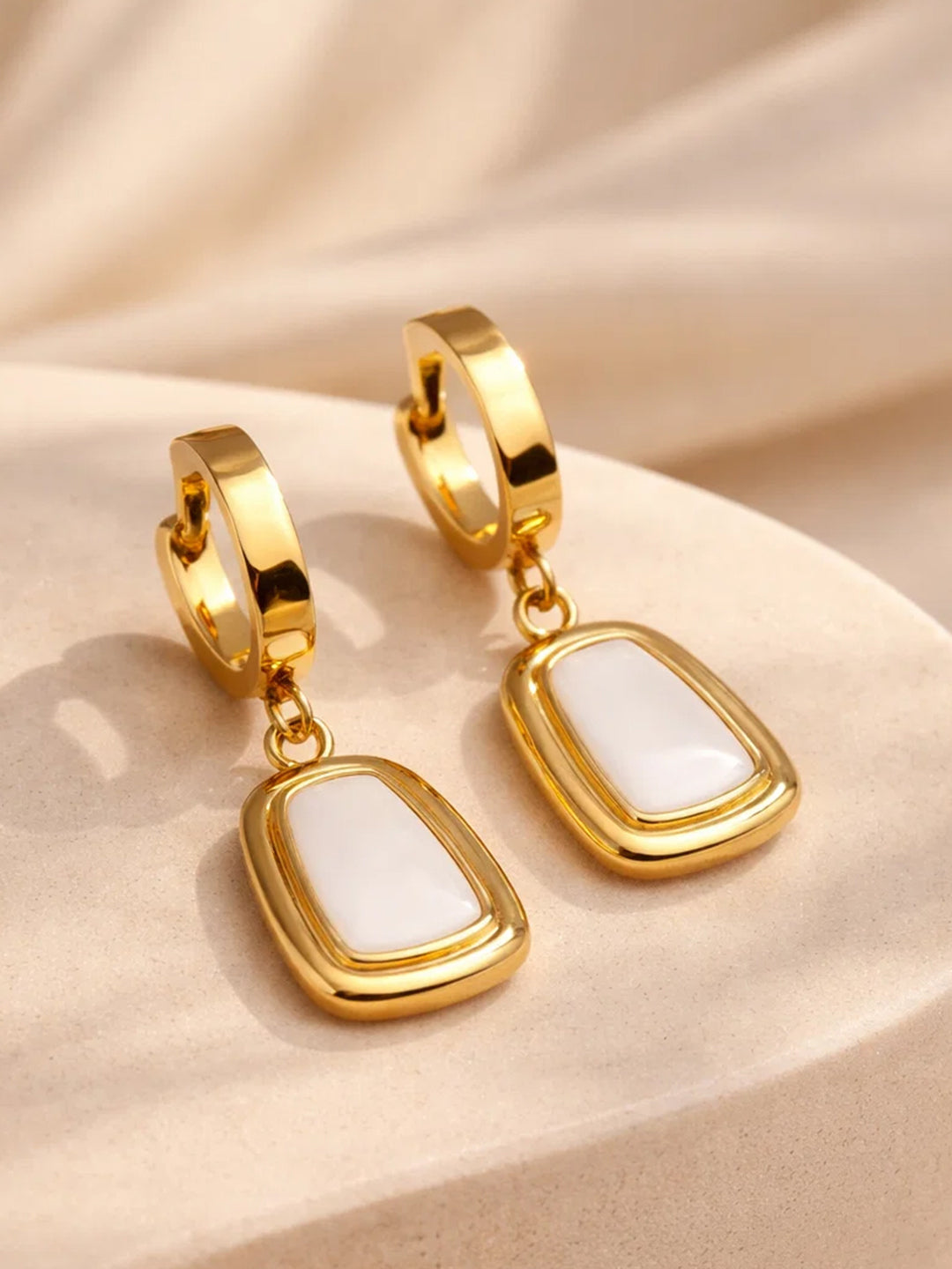 Demi Fine 18K Gold Plated Stainless steel Minimal Statement Hoop Drop Earrings