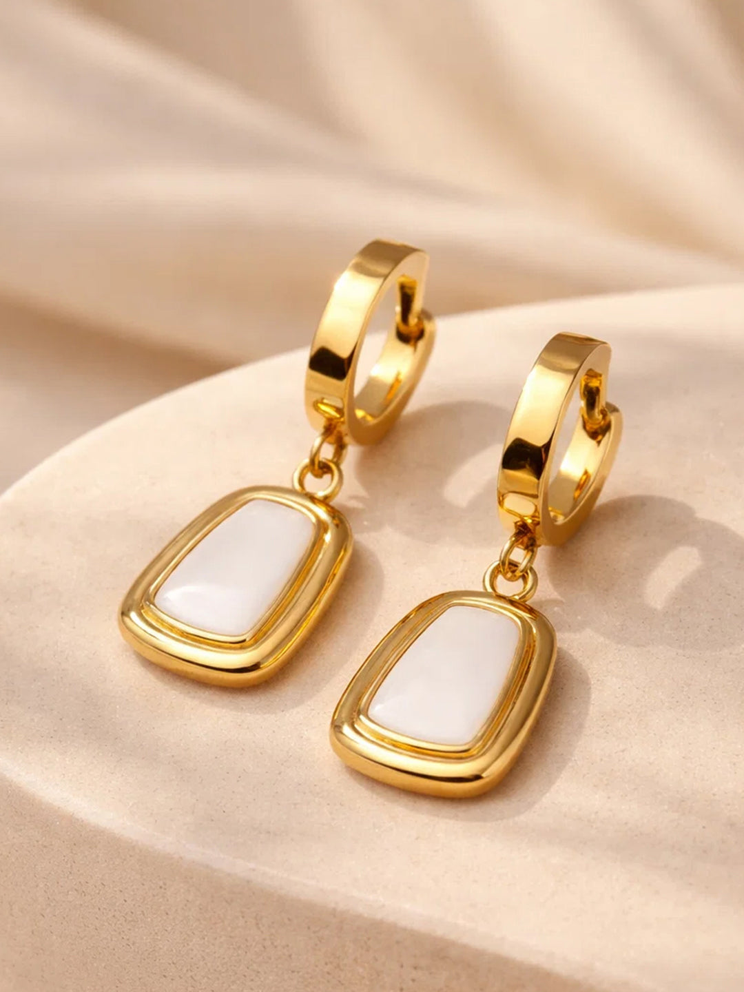 Demi Fine 18K Gold Plated Stainless steel Minimal Statement Hoop Drop Earrings