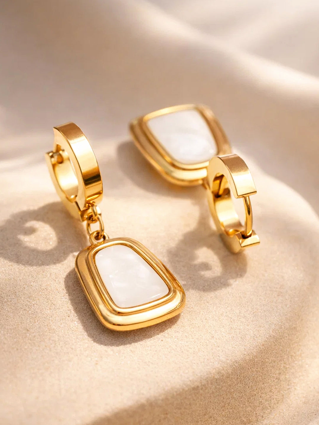 Demi Fine 18K Gold Plated Stainless steel Minimal Statement Hoop Drop Earrings
