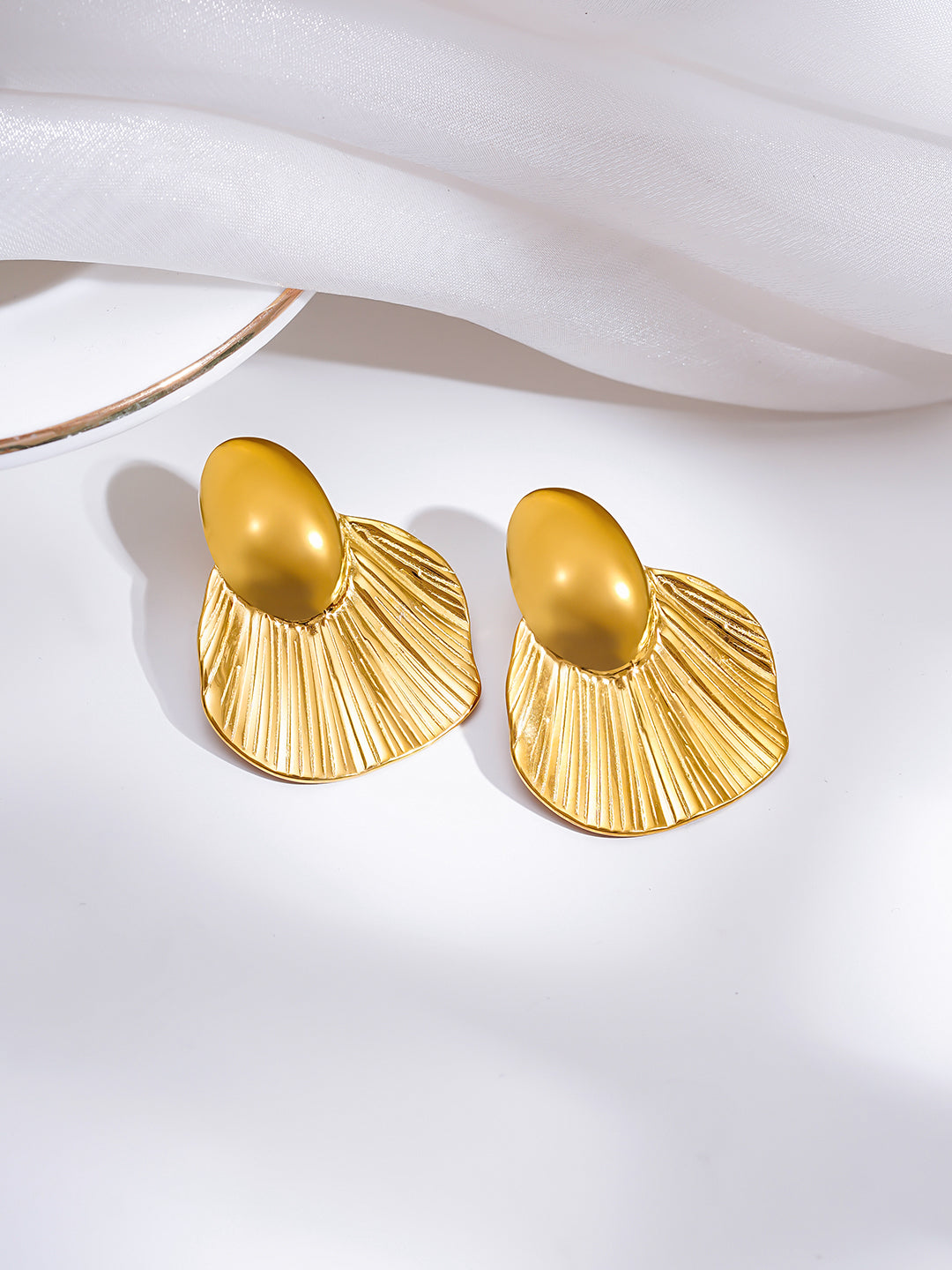 Demi Fine 18K Gold Plated Stainless steel Oversized Shell Statement Earrings
