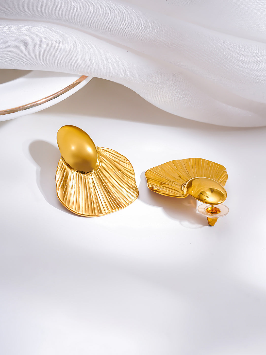 Demi Fine 18K Gold Plated Stainless steel Oversized Shell Statement Earrings