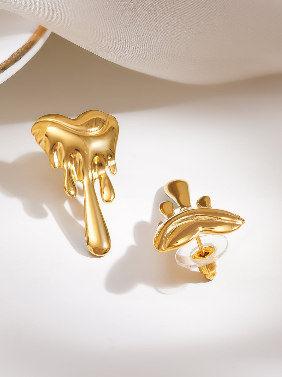 Demi Fine 18K Gold Plated Stainless steel Melted Heart Statement Earrings