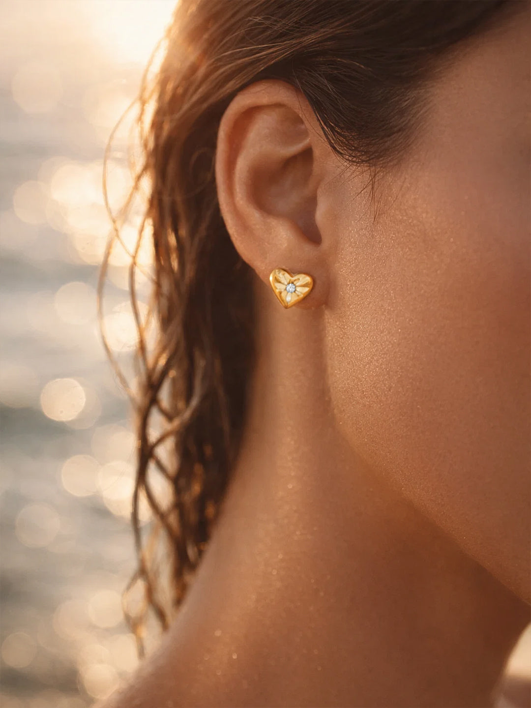 Demi Fine 18K Gold Plated Stainless steel Mini Heart Stud Earrings