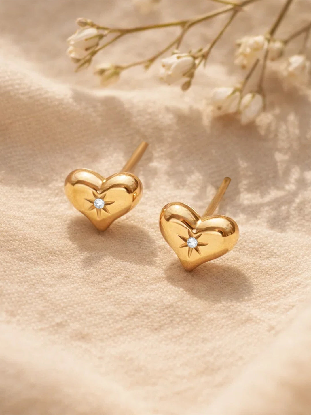 Demi Fine 18K Gold Plated Stainless steel Mini Heart Stud Earrings