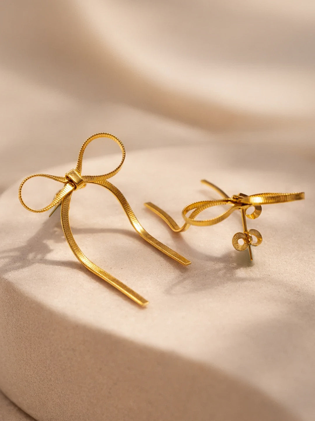 Demi Fine 18K Gold Plated Stainless steel Ribbon Stud Earrings