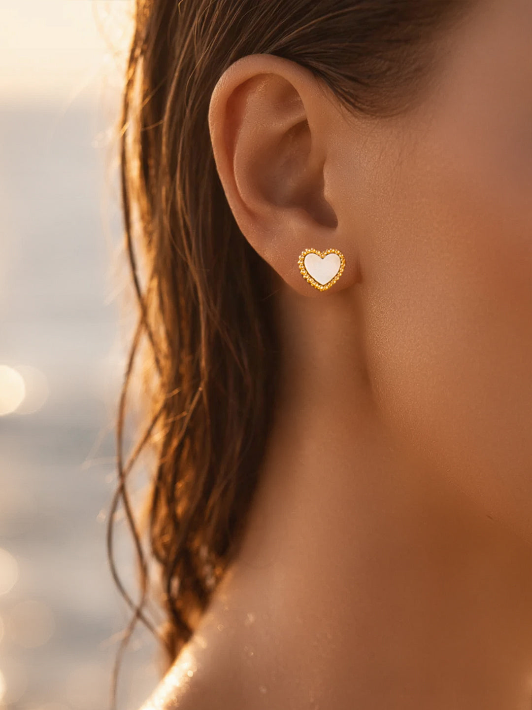 Demi Fine 18K Gold Plated Stainless steel Heart Stud Earrings