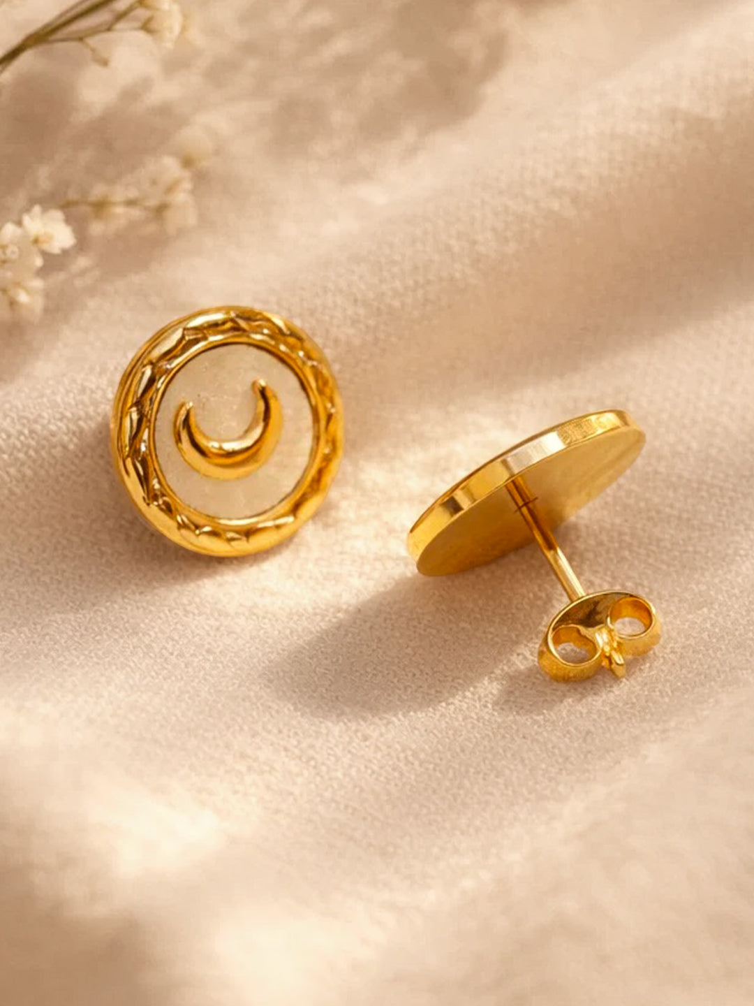 Demi Fine 18K Gold Plated Stainless steel Geometric Moon Stud Earrings