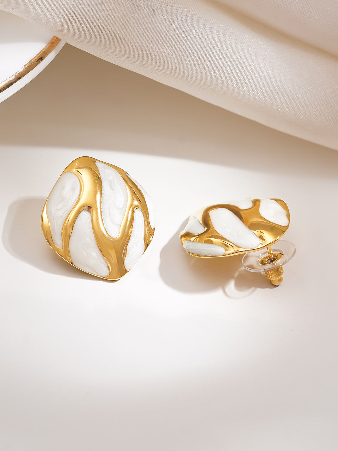 Demi Fine 18K Gold Plated Stainless steel Midnight Flame Stud Earrings