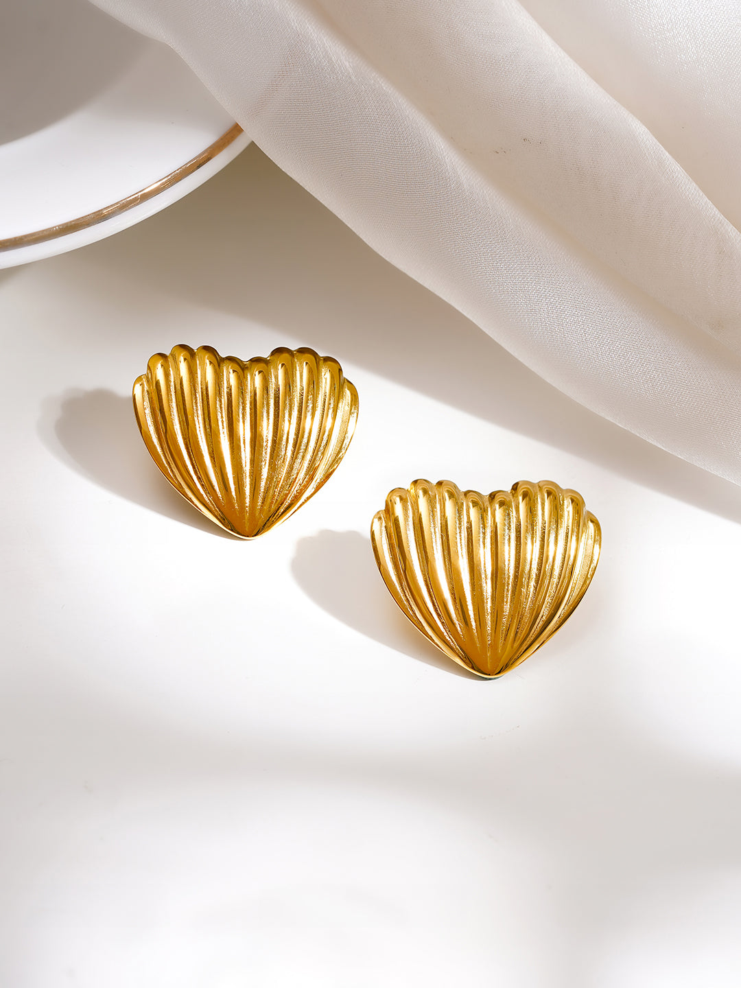 Demi Fine 18K Gold Plated Stainless steel Heart Shell Stud Earrings