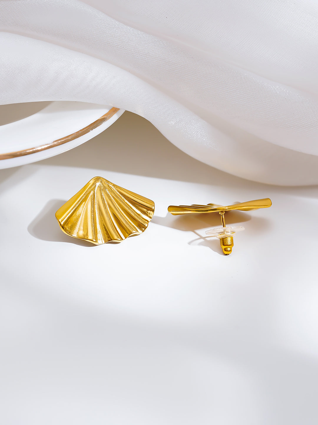 Demi Fine 18K Gold Plated Stainless steel Seaside Glow Statement Studs Earrings