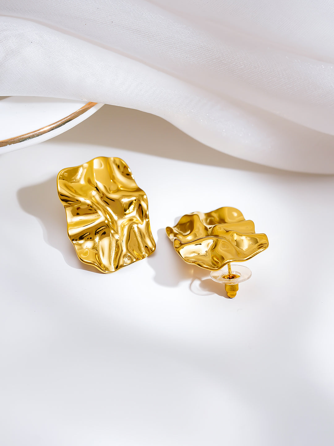Demi Fine 18K Gold Plated Stainless steel Golden Crush Statement Studs Earrings