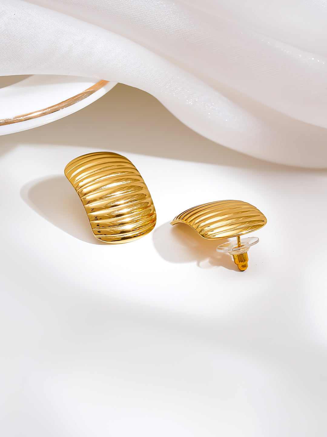 Demi Fine 18K Gold Plated Stainless steel Golden Wave Stud Earrings