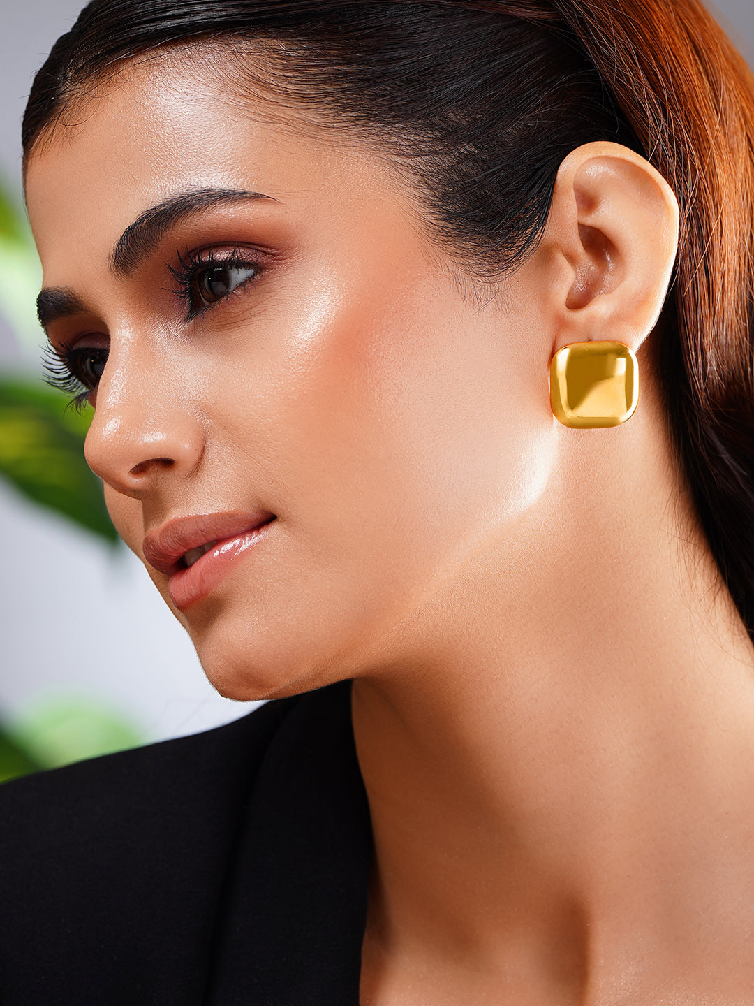 Demi Fine 18K Gold Plated Stainless steel Pillow Dome Stud Earrings