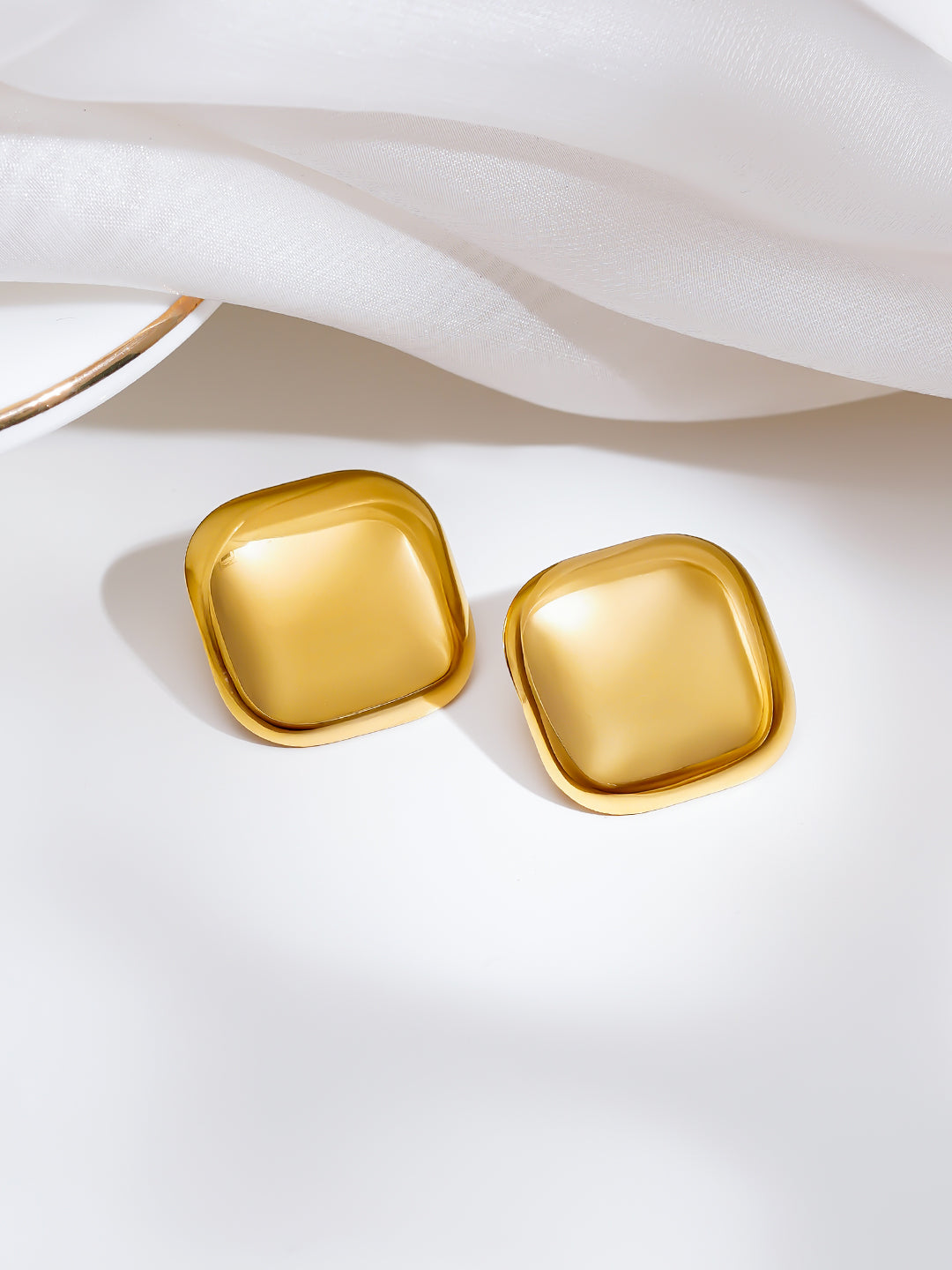 Demi Fine 18K Gold Plated Stainless steel Pillow Dome Stud Earrings