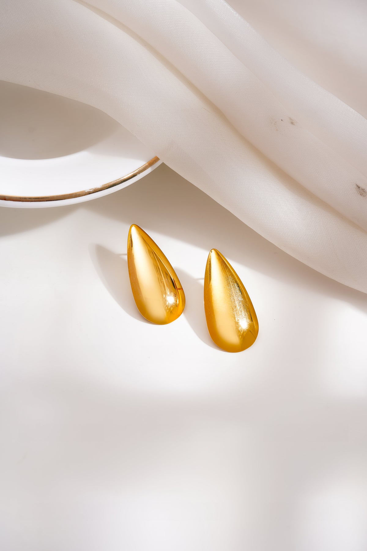 Demi Fine 18K Gold Plated Stainless steel Golden Teardrop Statement Studs
